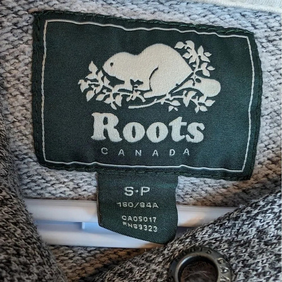 Roots Grey Salt & Pepper Logo Hoodie Women Small - Picture 3 of 7